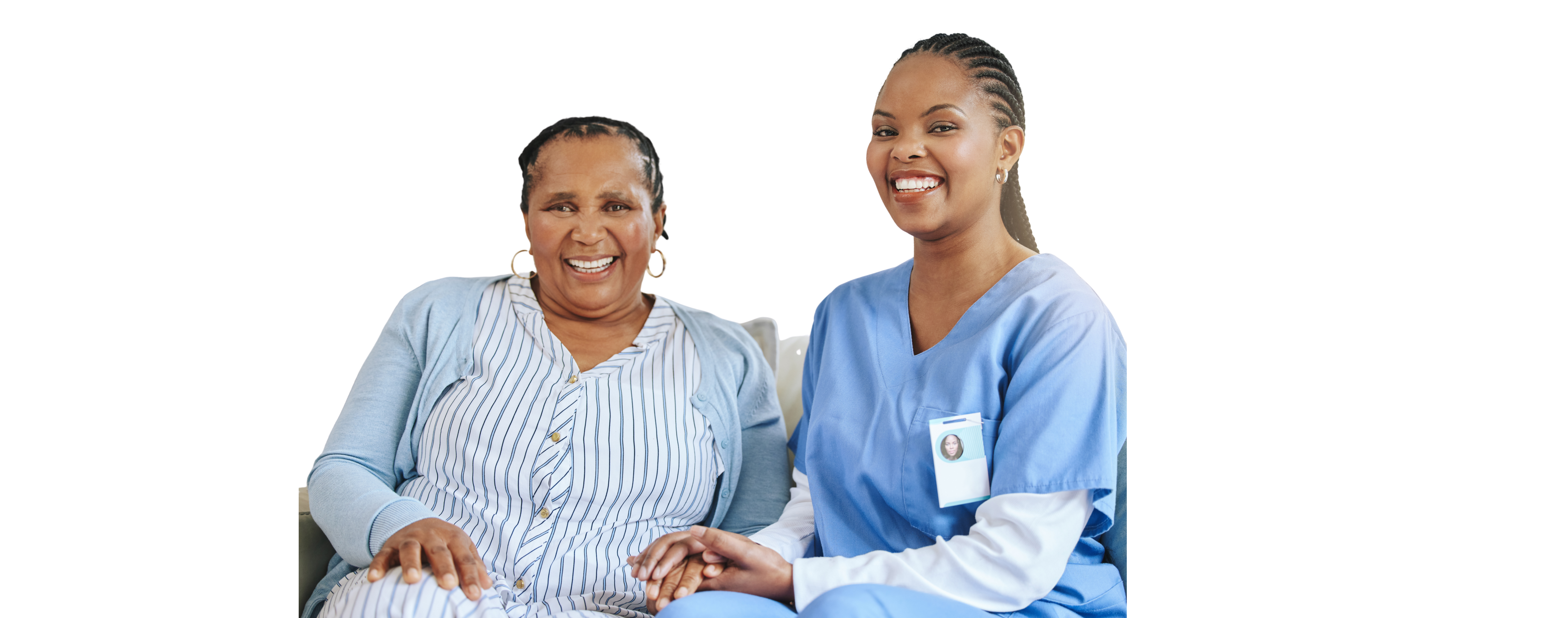 Nurse and patient smiling